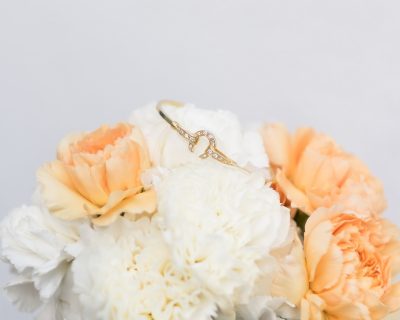 Wedding Ring Peach White Peony Bouquet