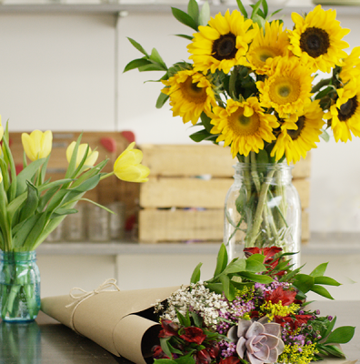 Sunflowers Tulips Succulent Bouquets