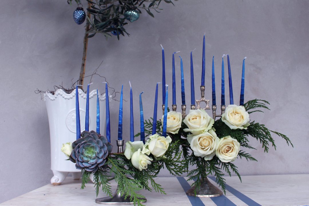 DIY Floral Menorahs