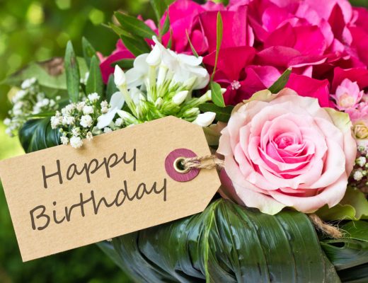 white, pink, and fuschia happy birthday flowers