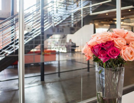 Flowers in a corporate office as a gift