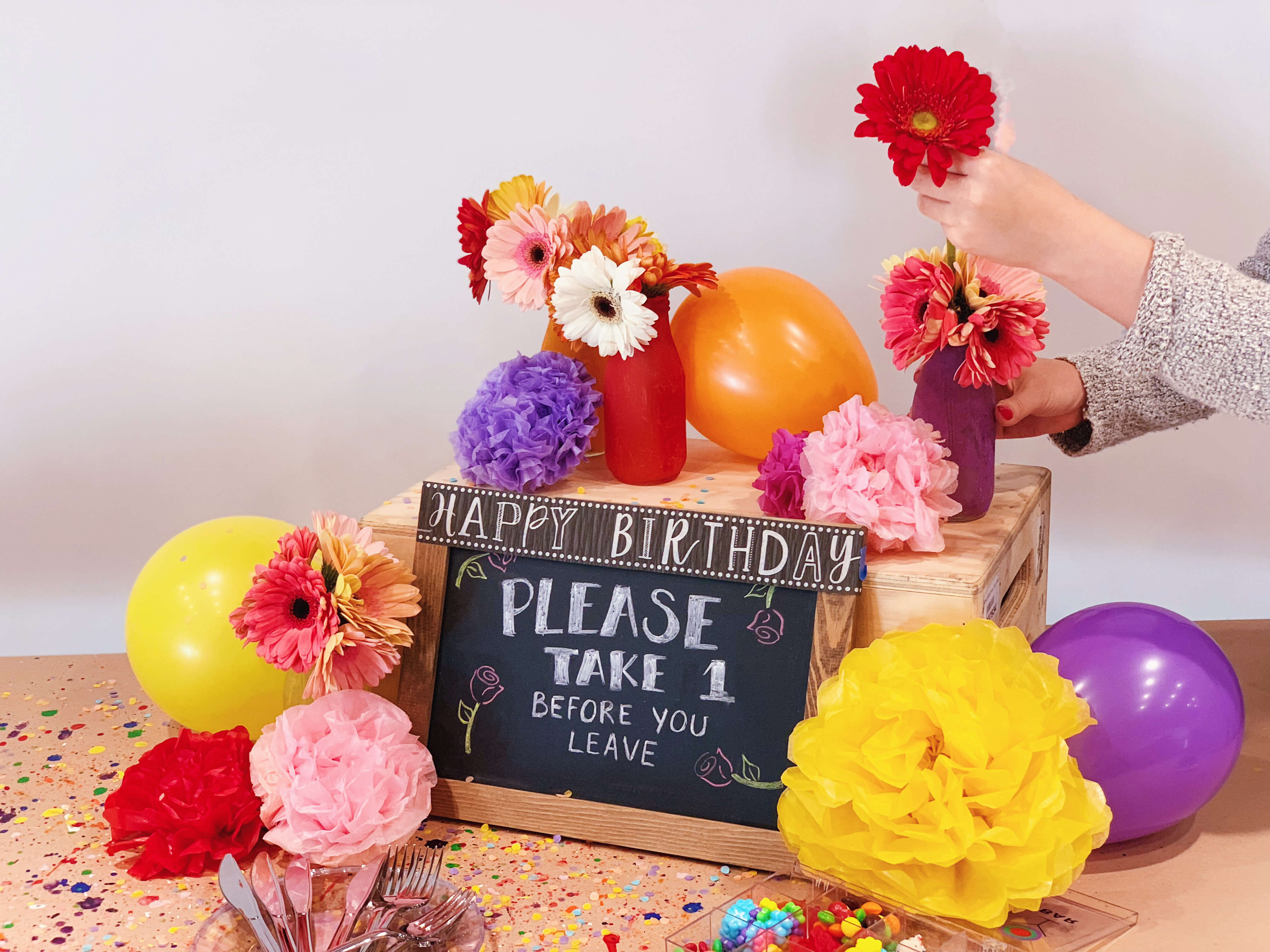 DIY Birthday Floral Setup