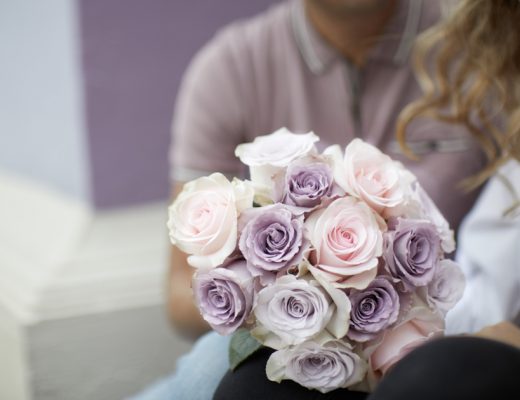 Bouquet of Peach, Beige, Lilac, Lavender and Purple Roses