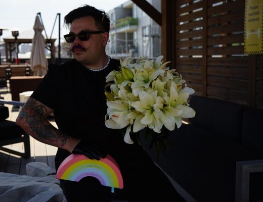 Pride bundle with white lilies and Sugarfina rainbow box