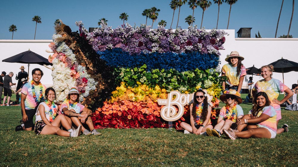 Pride Picnic with The Bouqs Co. flower installation and volunteers
