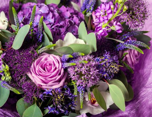 Purple flower assortment - Roses, hydrangeas, lilacs, orchids