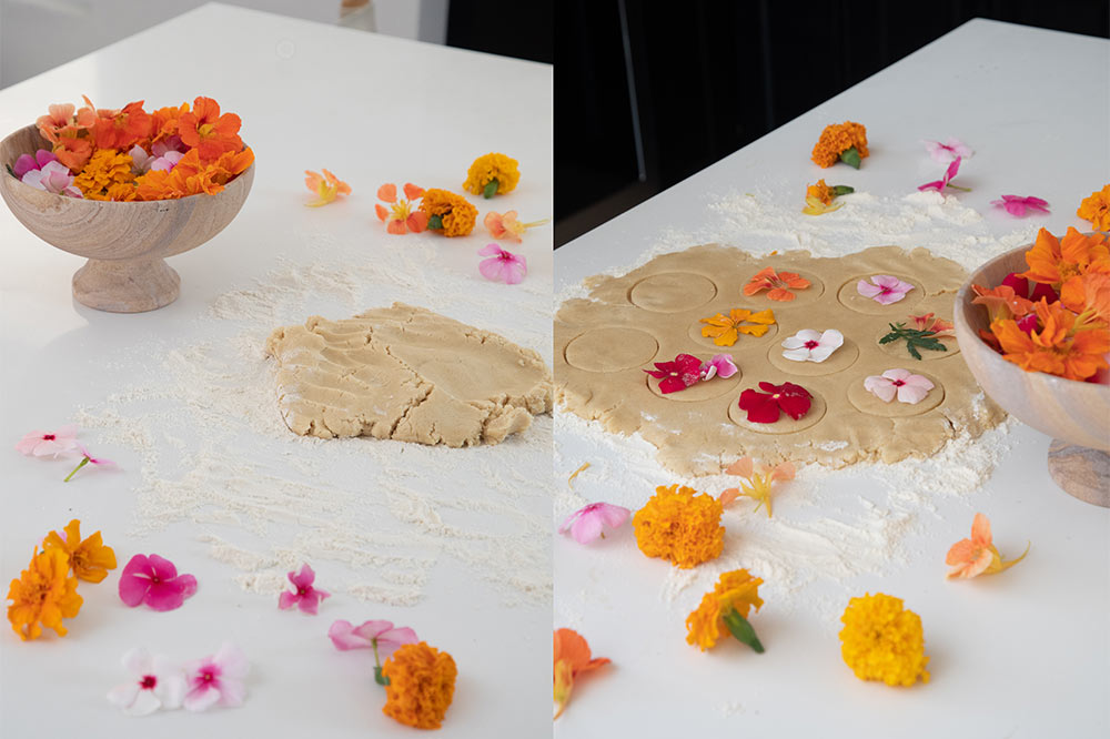 Making DIY Flower Cookies with Edible Flowers