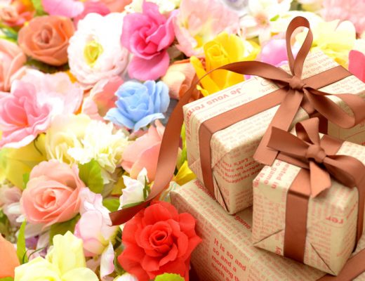 Happy birthday flowers and birthday presents