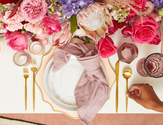 flowers and beautiful table setting for valentines day giveaway