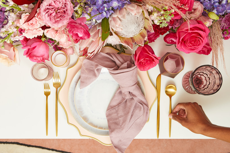 flowers and beautiful table setting for valentines day giveaway