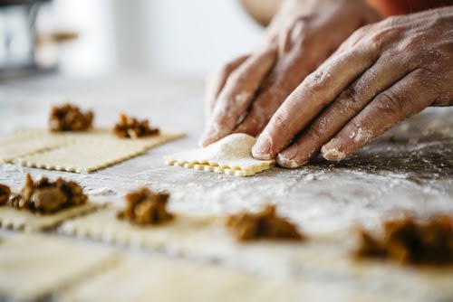 Man making handmade ravioli