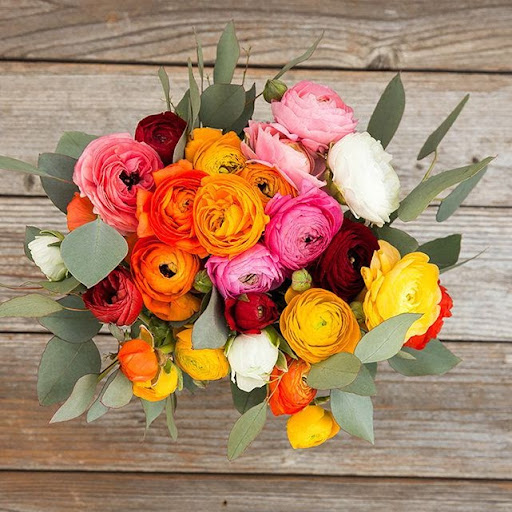 pink, orange, white and red flower bouquet
