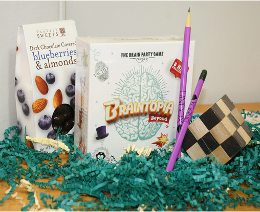 box with blueberries, almonds and more