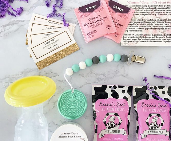 box with new mom items