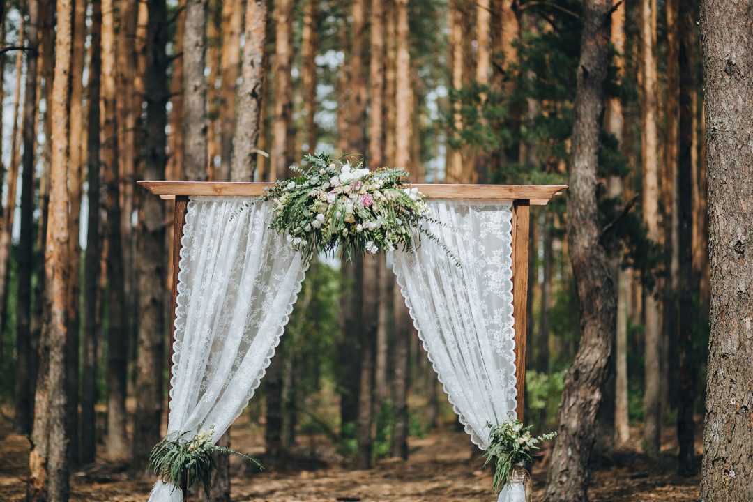 Wedding archway in the middle of the forest