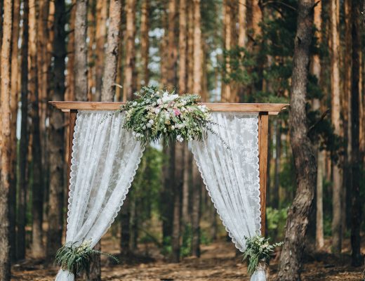 Wedding archway in the middle of the forest